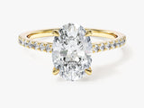 Cathedral Oval Cut Lab Grown Diamond Engagement Ring with Pave Set Side Stones (2.00 CT)