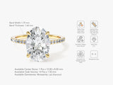 Cathedral Oval Cut Lab Grown Diamond Engagement Ring with Pave Set Side Stones (3.00 CT)