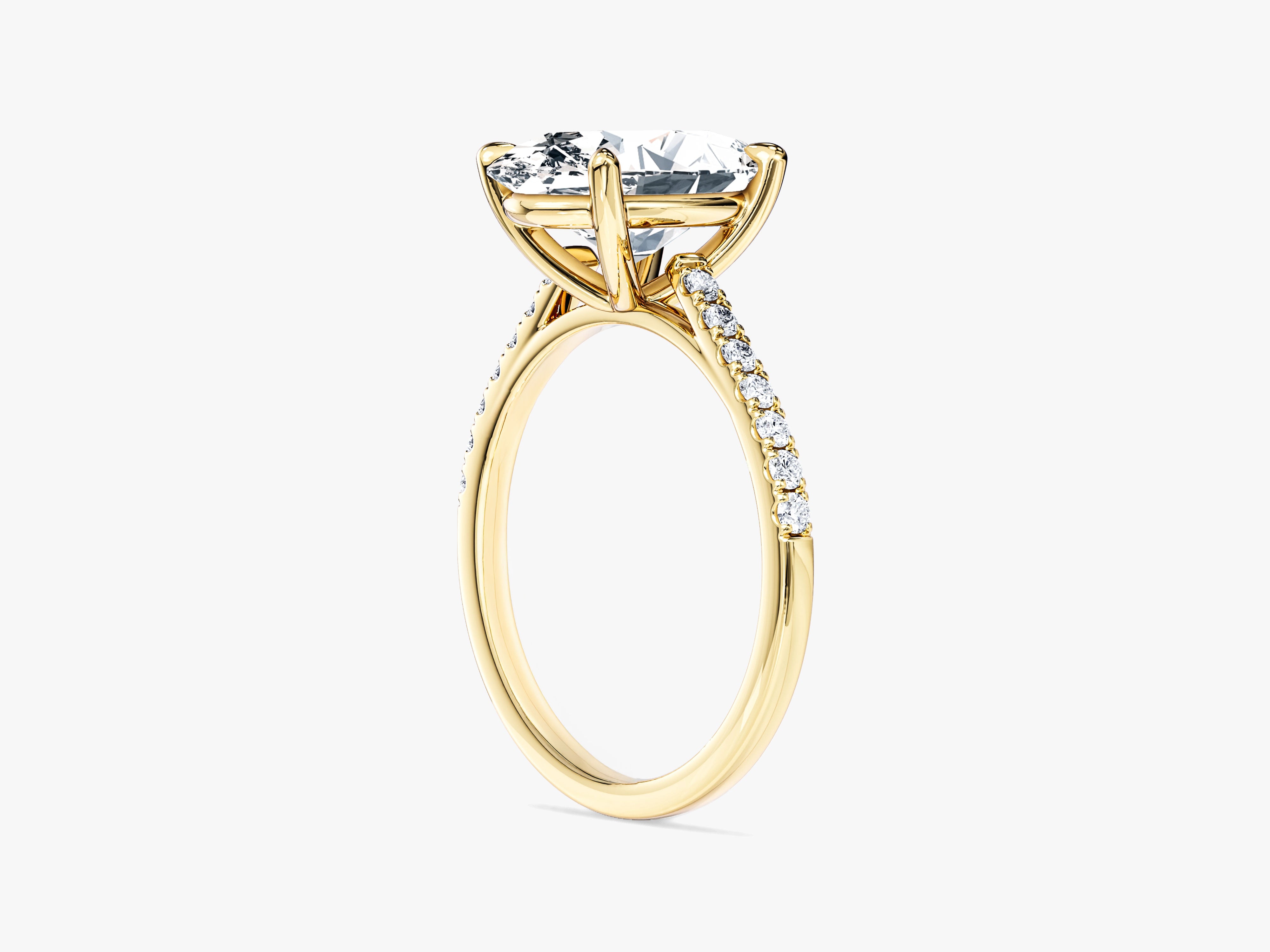 Cathedral Oval Cut Lab Grown Diamond Engagement Ring with Pave Set Side Stones (3.00 CT)