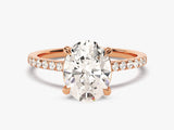 Cathedral Oval Cut Moissanite Engagement Ring with Pave Set Side Stones (3.00 CT)