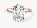 Cathedral Oval Cut Lab Grown Diamond Engagement Ring with Pave Set Side Stones (3.00 CT)