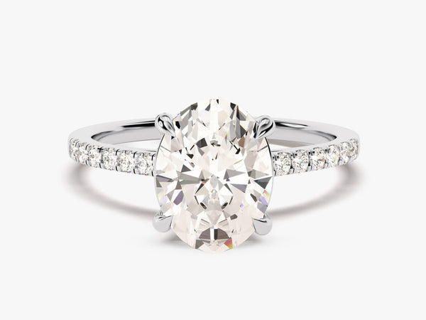 Oval diamond engagement ring with pave band from jewelry firm