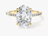 Cathedral Oval Cut Lab Grown Diamond Engagement Ring with Pave Set Side Stones (3.00 CT)