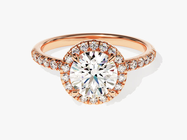 Rose gold oval halo diamond engagement ring