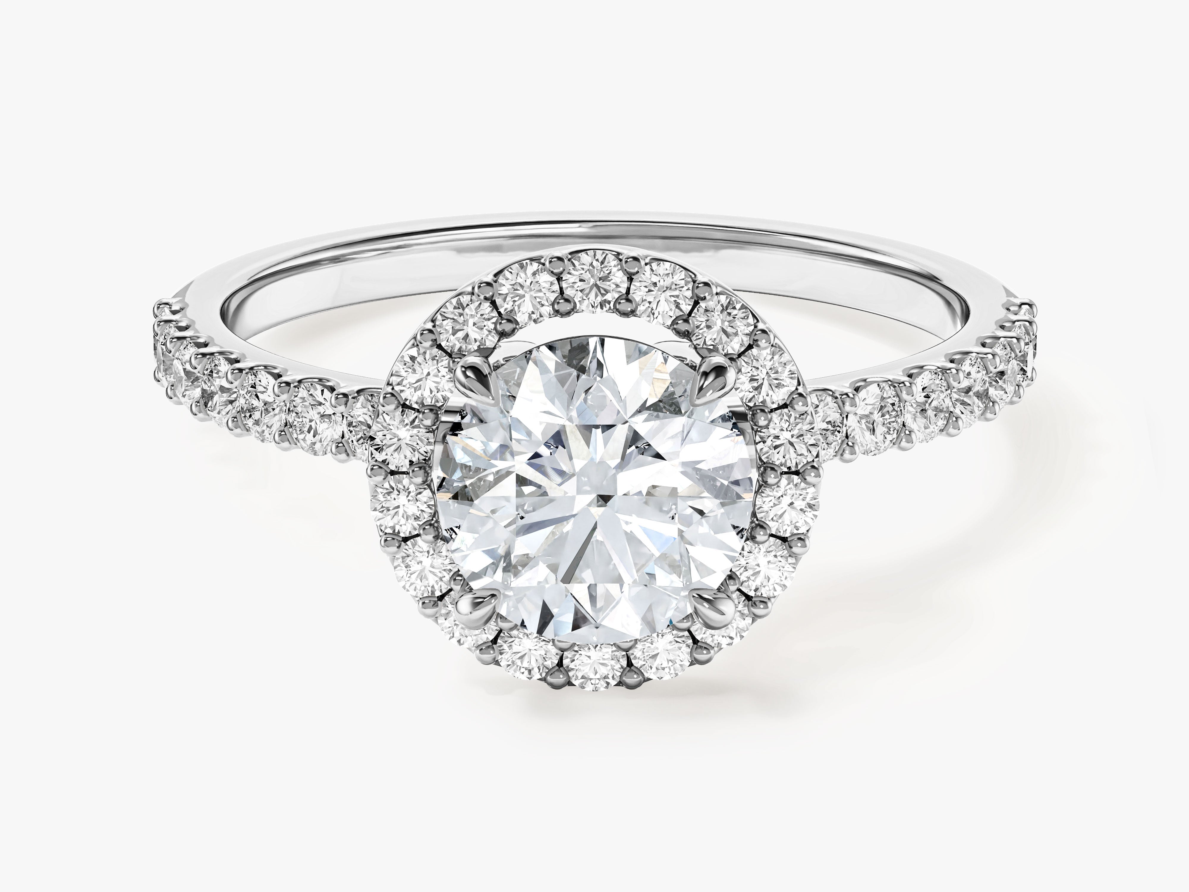Round Cut Moissanite Round Halo Engagement Ring (1.00 CT)