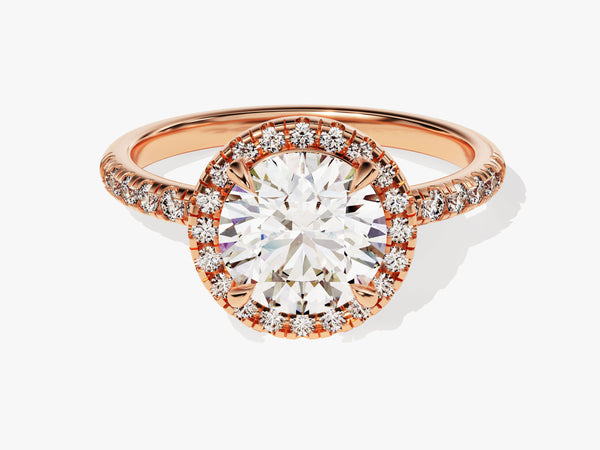 Rose gold oval diamond halo engagement ring