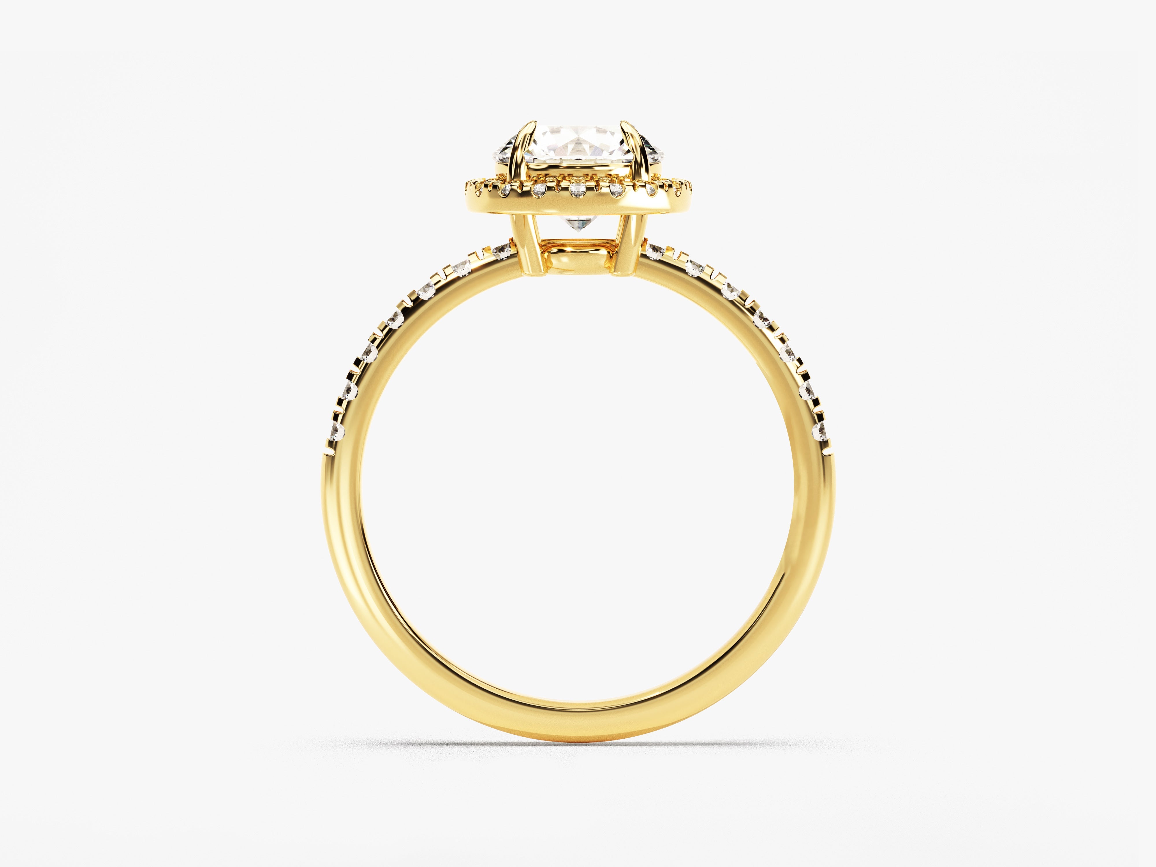 Gold diamond halo engagement ring for jewelry firm