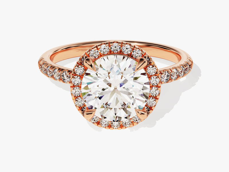 Round Cut Moissanite Round Halo Engagement Ring (2.00 CT)