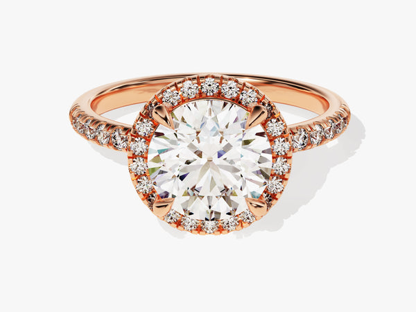 Rose gold oval diamond halo engagement ring
