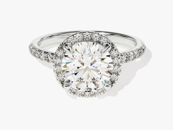 Round Cut Diamond Round Halo Engagement Ring (2.00 CT)