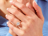 Round Cut Lab Grown Diamond Cushion Halo Engagement Ring (1.00 CT)