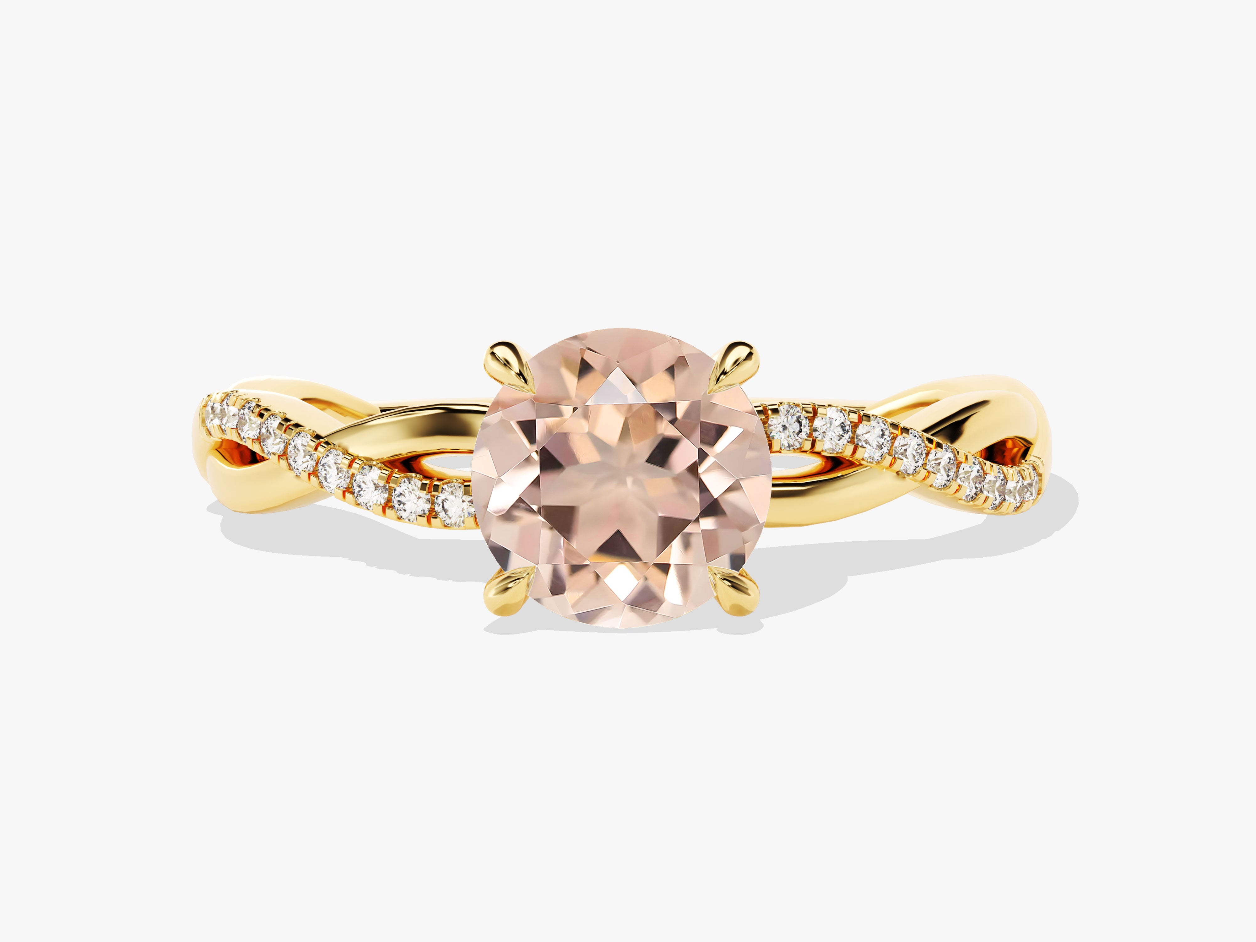 Gold ring with morganite and diamond accents