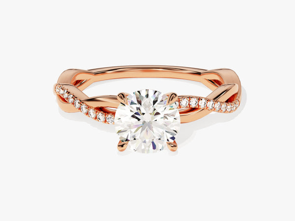 Rose gold diamond engagement ring with twisted band