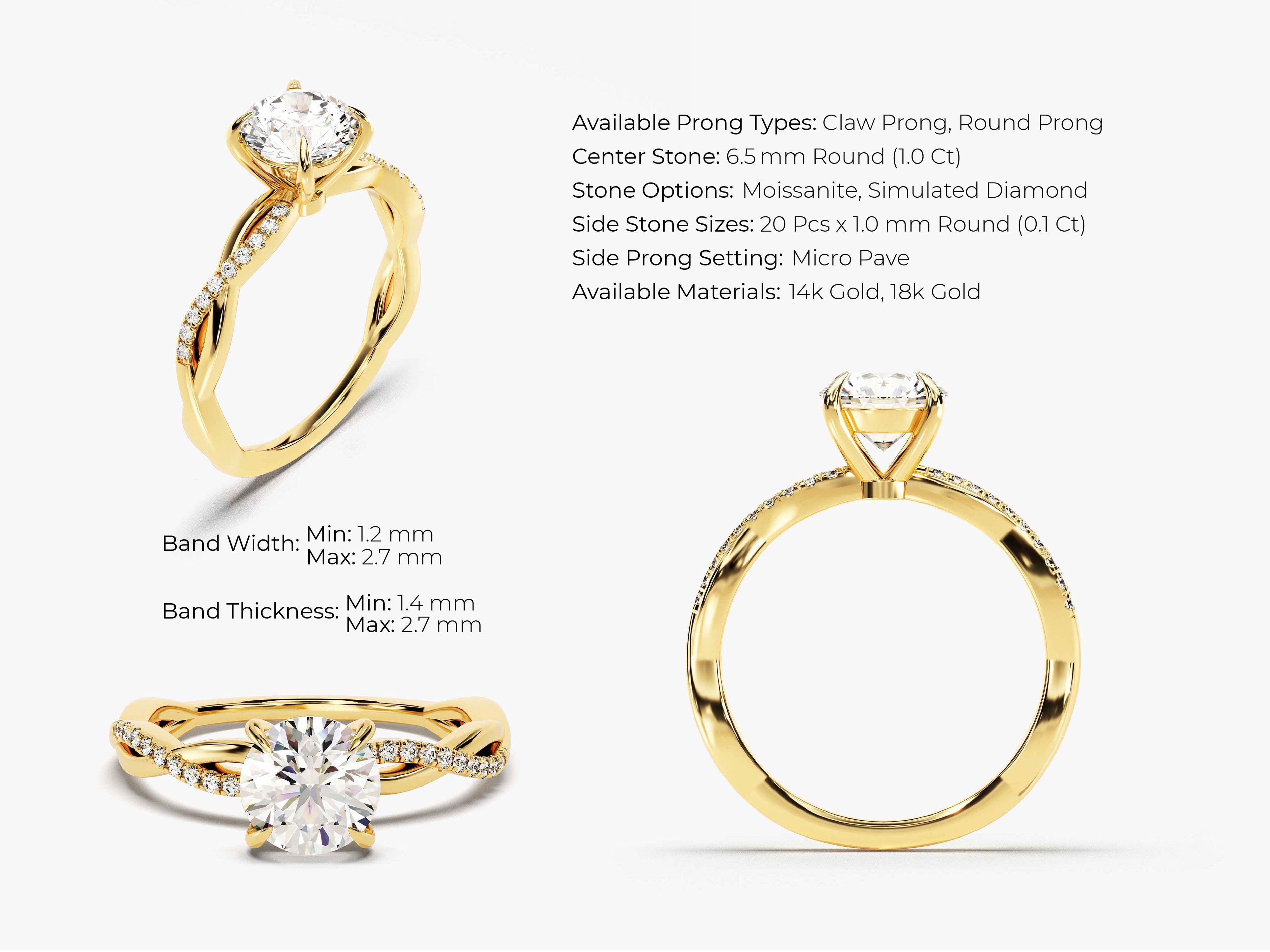 Twist Diamond Engagement Ring (1.00 CT)