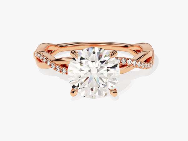 Rose gold diamond engagement ring with twisted band