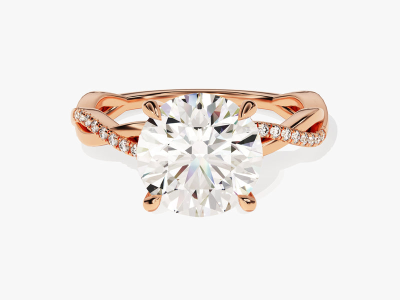 Rose gold diamond engagement ring with twisted band