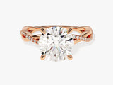 Rose gold diamond engagement ring with twisted band