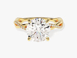 Gold diamond engagement ring with twisted band