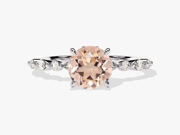 Peach morganite and diamond engagement ring