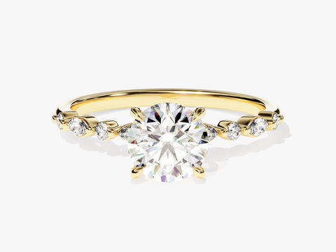 Alternating Marquise Side Stone Moissanite Engagement Ring (1.00 CT)