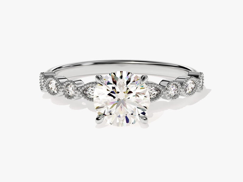 Milgrain Marquise Side Stone Diamond Engagement Ring (1.00 CT)