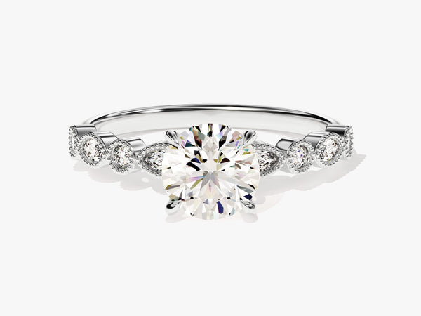 Milgrain Marquise Side Stone Moissanite Engagement Ring (1.00 CT)