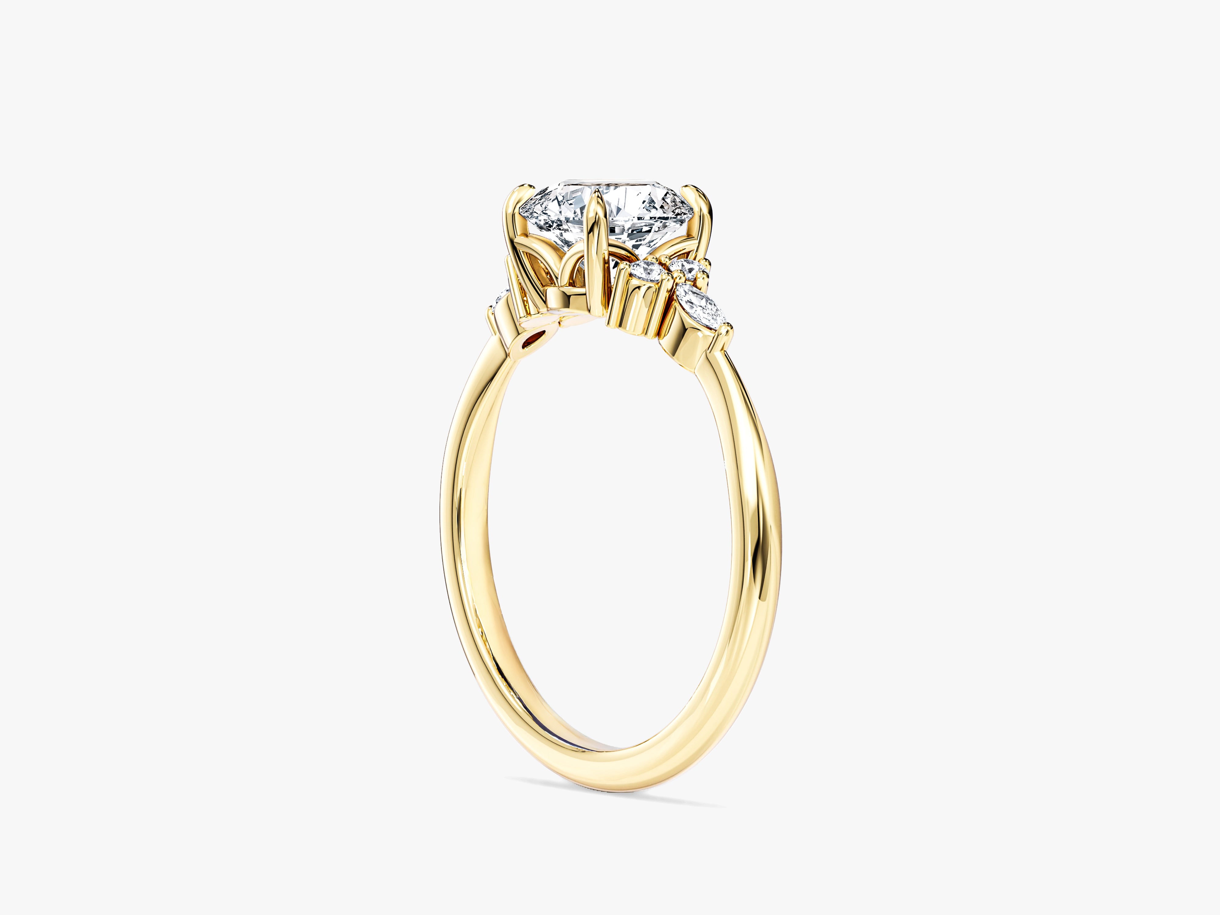 Verlobungsring mit rundem Moissanit-Cluster (1,00 ct)