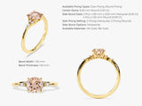 Round Cut Peach Morganite Engagement Ring with Marquise Sidestones