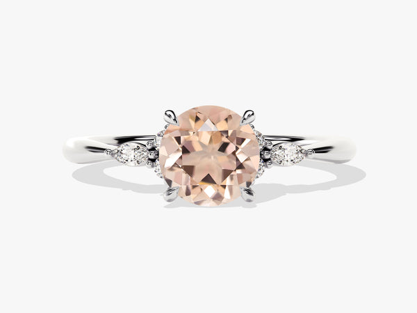Oval morganite and diamond engagement ring in white gold
