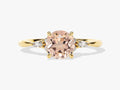 Round Cut Peach Morganite Engagement Ring with Marquise Sidestones