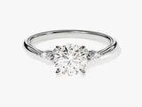 Cluster Accent Round Cut Moissanite Engagement Ring (1.00 CT)