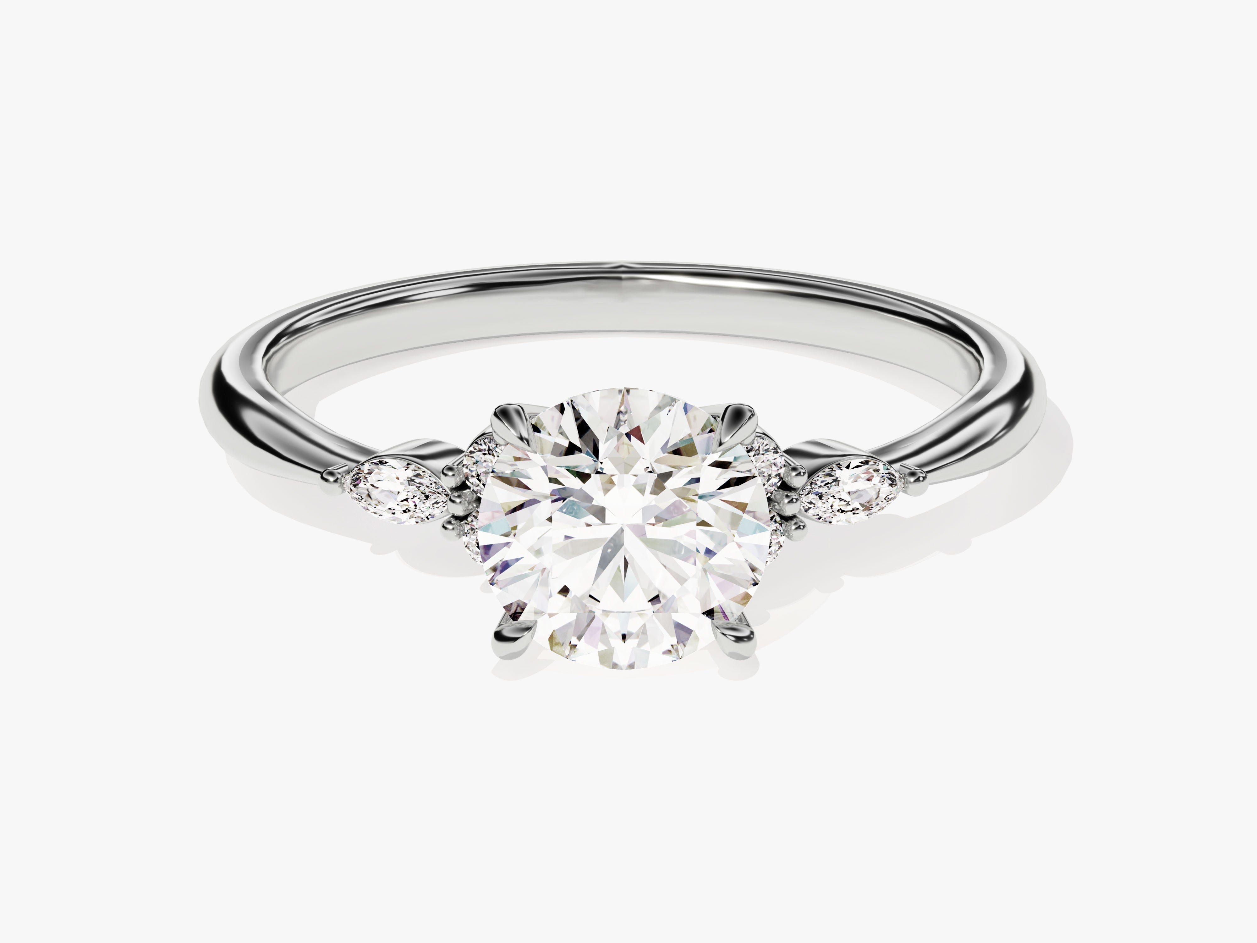 Cluster Accent Round Cut Diamond Engagement Ring (1.00 CT)
