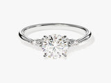 Cluster Accent Round Cut Lab Grown Diamond Engagement Ring (1.00 CT)