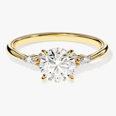 Cluster Accent Round Cut Moissanite Engagement Ring (1.00 CT)