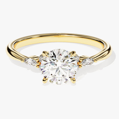 Cluster Accent Round Cut Lab Grown Diamond Engagement Ring (1.00 CT)