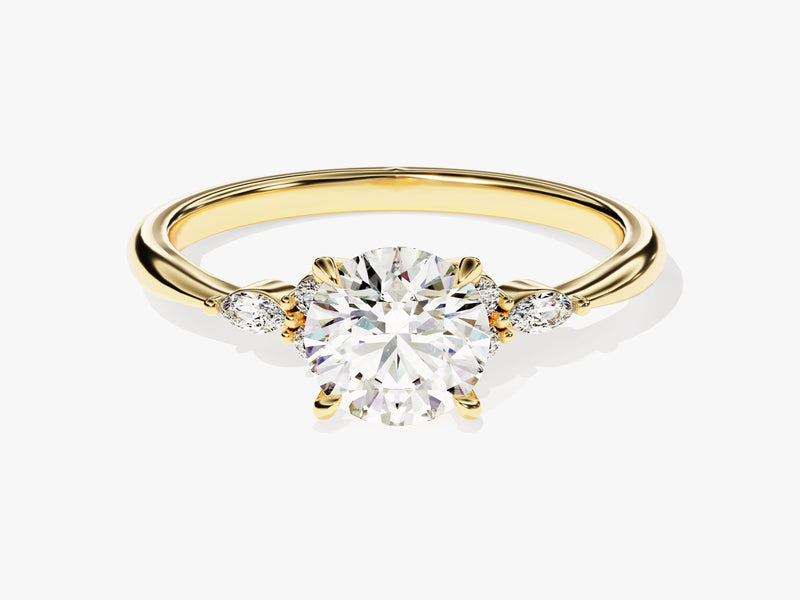 Cluster Accent Round Cut Lab Grown Diamond Engagement Ring (1.00 CT)