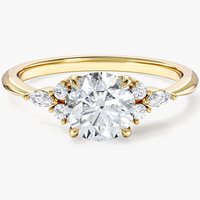 Verlobungsring mit rundem Moissanit-Cluster (1,00 ct)