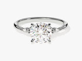 Cluster Accent Round Cut Moissanite Engagement Ring (1.50 CT)