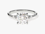 Cluster Accent Round Cut Diamond Engagement Ring (1.50 CT)