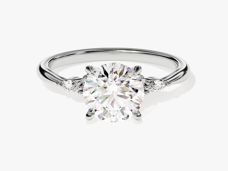 Cluster Accent Round Cut Lab Grown Diamond Engagement Ring (1.50 CT)