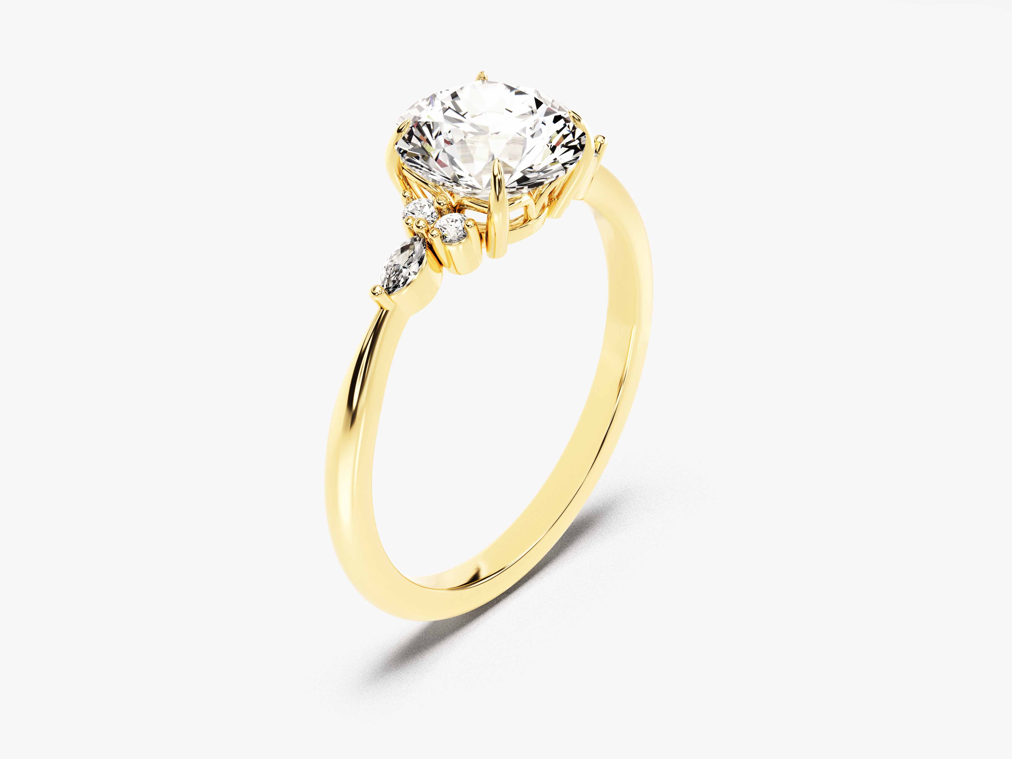 Gold ring with large diamond and accent stones