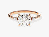 Cluster Accent Round Cut Moissanite Engagement Ring (1.50 CT)