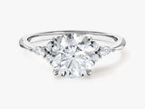 Cluster Accent Round Cut Moissanite Engagement Ring (1.50 CT)