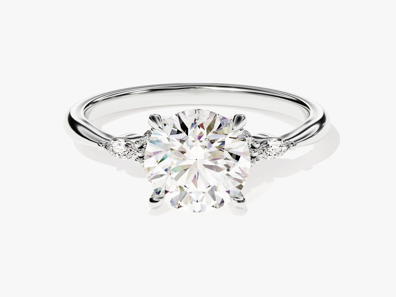 Cluster Accent Round Cut Lab Grown Diamond Engagement Ring (1.50 CT)