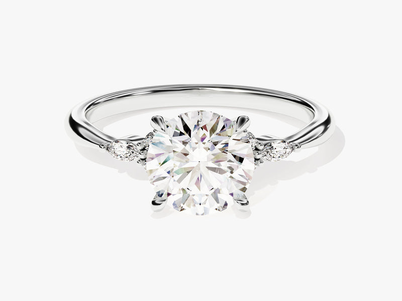 Cluster Accent Round Cut Diamond Engagement Ring (1.50 CT)