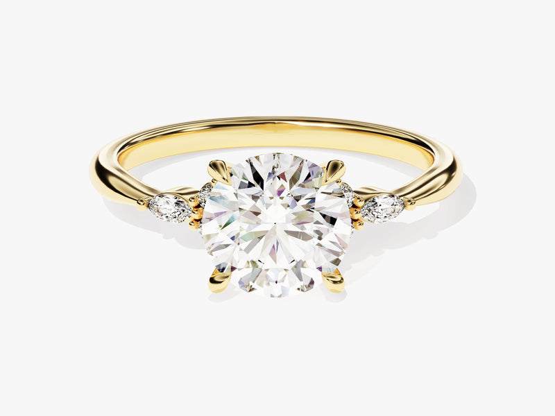 Cluster Accent Round Cut Lab Grown Diamond Engagement Ring (1.50 CT)