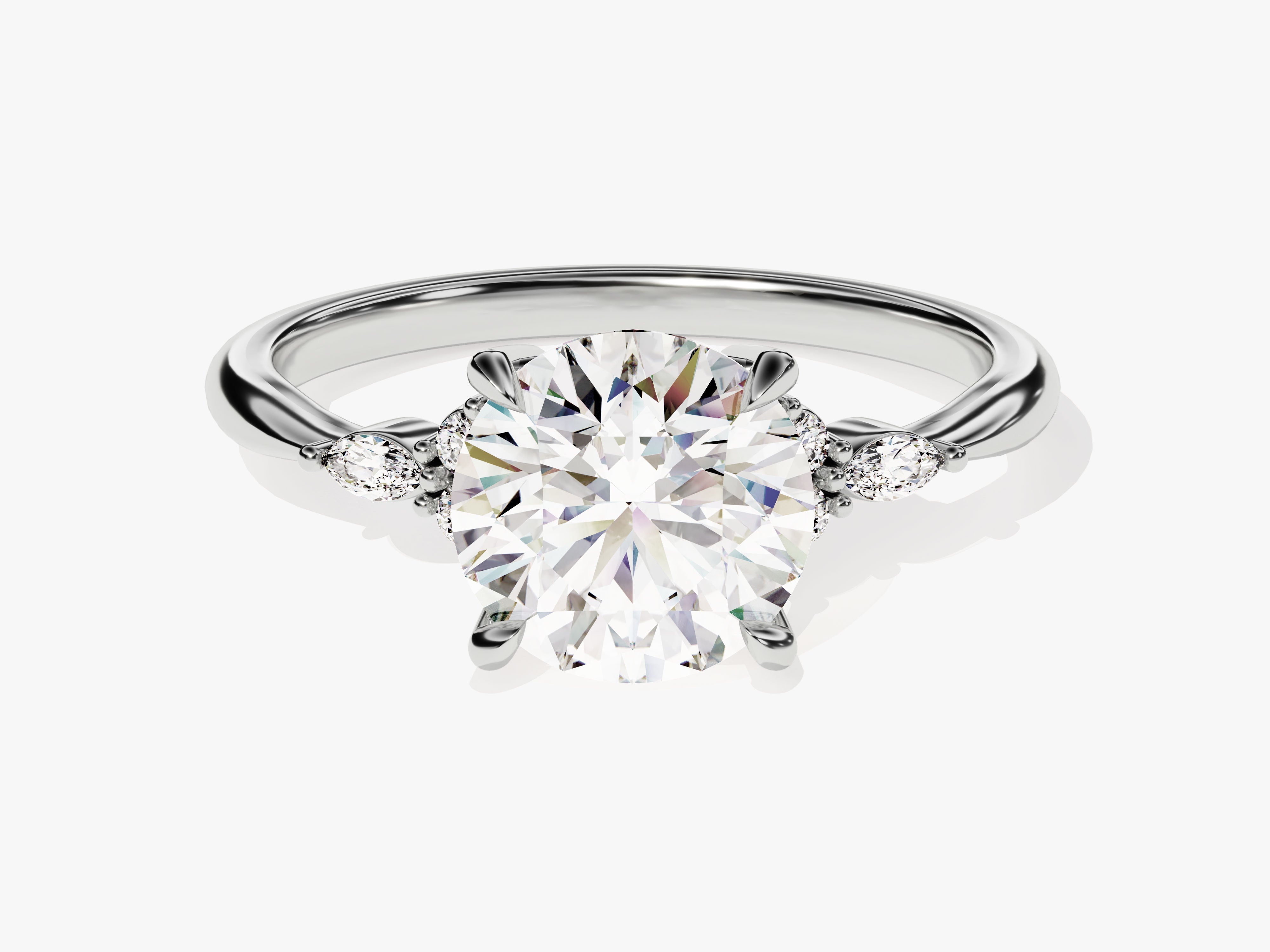 Diamond engagement ring with side stones, fine jewelry