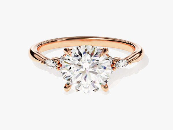 Cluster Accent Round Cut Lab Grown Diamond Engagement Ring (2.00 CT)