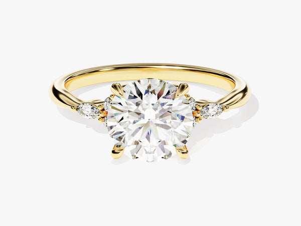 Cluster Accent Round Cut Diamond Engagement Ring (2.00 CT)