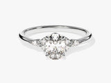 Cluster Accent Oval Cut Moissanite Engagement Ring (1.00 CT)